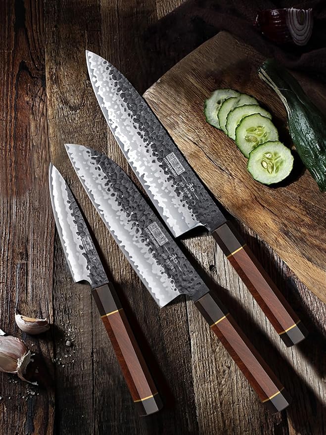 HOSHANHO 3 Pieces Knife Set, Professional High Carbon Steel Kitchen Knives Set, Ultra Sharp Japanese Chef Knife Set with Ergonomic Handle & Gift Box