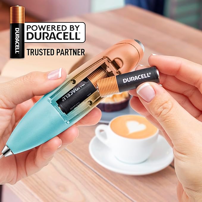 Zulay Kitchen Milk Frother Handheld Electric Whisk with AA Duracell Batteries – Durable Drink Mixer for Coffee, Lattes, Cappuccinos & More - Sunrise