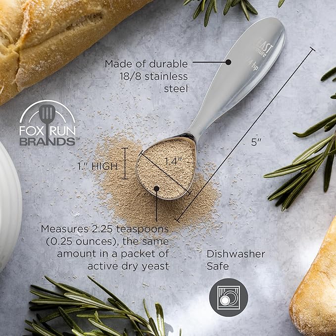 Fox Run Stainless Steel Yeast Measuring Spoon, 2.25 Teaspoons, 0.25 Ounces