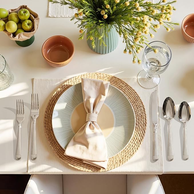 KINGSTONE 20-Piece Silverware Set, 18/10 Stainless Steel Flatware Set - Luxury Elegant Striped Cutlery with Dishwasher Safe, Durable for Family Dining, Catering, Weddings, Anniversaries Gift