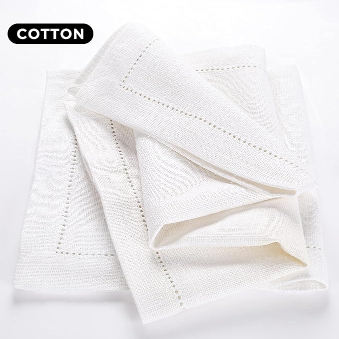 Cloth Dinner Napkins Set of 6 – 100% Cotton White Dinner Napkins 16x16 – Reusable for Easter, Christmas, Weddings, Baby Shower, Parties