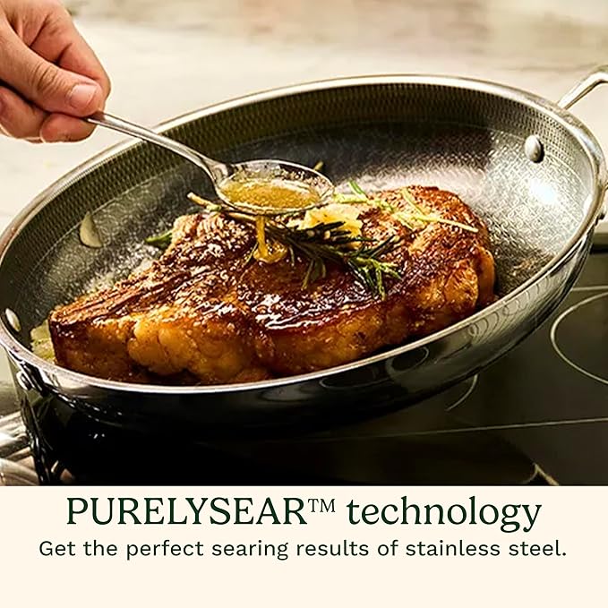 CUISINART FusionPlus Nonstick Stainless Steel Cookware Set, 4-Piece Skillet Cooking Set with PFAS-Free PURELYSEAR Ceramic Non Stick Technology, Scratch Proof, Cool Grip Handles, Dishwasher Safe