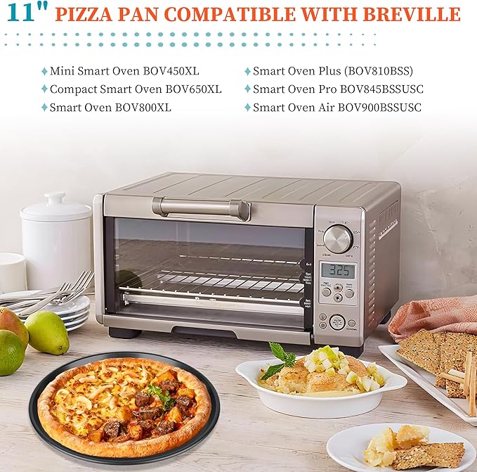 Pizza Pan for Oven, 11” Pizza Pan Compatible with Breville Mini Smart Oven BOV450XL,BOV650XL BOV800XL,Non-Stick Pizzas Tray for Breville Toaster Ovens Accessories, Replacement for Breville Pizzas Pans