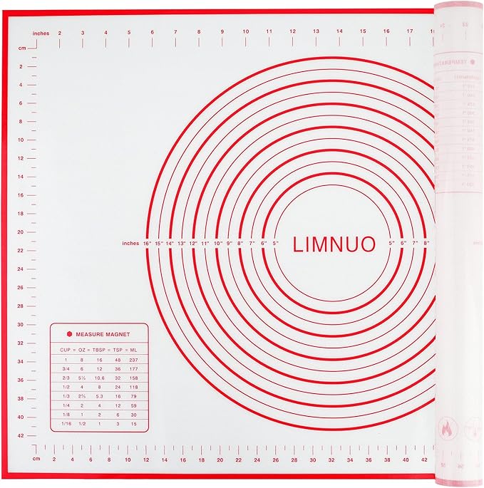 Silicone Baking Mat，Non Stick Rolling Dough with Measurements for Pie Pizza Cookies Fondant Making，Extra Thick Non Slip Silicone Pastry Mat
