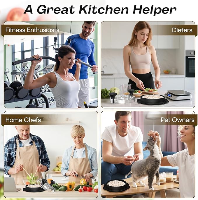 10'' Pro Chicken Shredder Tool Twist Large for Kitchen, BPA-Free Food-Safe Meat Grinder, Visible Chicken Breast Meat Shredder with Strong Anti-Slip Bottom & Ergonomic Handle, Black