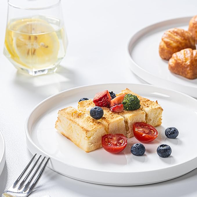 18 Pcs White Porcelain Dinnerware Set for 6, Ceramic Chip and Scratch Resistant Dish Set, Kitchen Plates and Bowls Set - Dishwasher & Microwave Safe, QOMO-1996