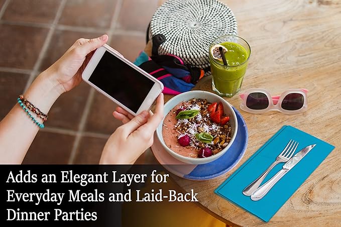 Ruvanti Cloth Napkins set of 12, 18x18 Inches Napkins Cloth Washable, Soft, Durable, Absorbent, Cotton Blend. Table Dinner Napkins Cloth for Hotel, Lunch, Restaurant, Wedding Event, Parties - Sky Blue