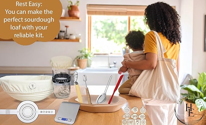 30 PCS-Sourdough Starter Kit with Kitchen Scale, 10-Inch Banneton Bread Proofing Basket, Sourdough Starter Jar, Bread Lame, Dough Whisk, Sourdough Kit with Bread Baking Supplies, and Bread Tools