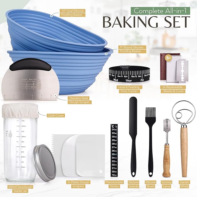 Banneton Bread Proofing Basket, Sourdough Bread Baking Supplies, Sourdough Kit, Bread Making Tools, Sourdough Banneton Basket, Sour Dough Kit, Sour Dough Tools