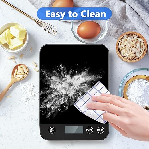 Digital Kitchen Scale, 22lb Capacity, Tempered Glass, Easy Tare Function, Large LCD Display, Perfect for Cooking, Baking, and Meal Prep
