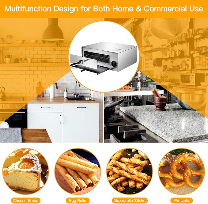 Giantex Pizza Bake Oven Kitchen Pizza Toaster Home Commercial Countertop Pizza Maker Stainless Steel Bake Pan with Handle and Removable Pizza Tray