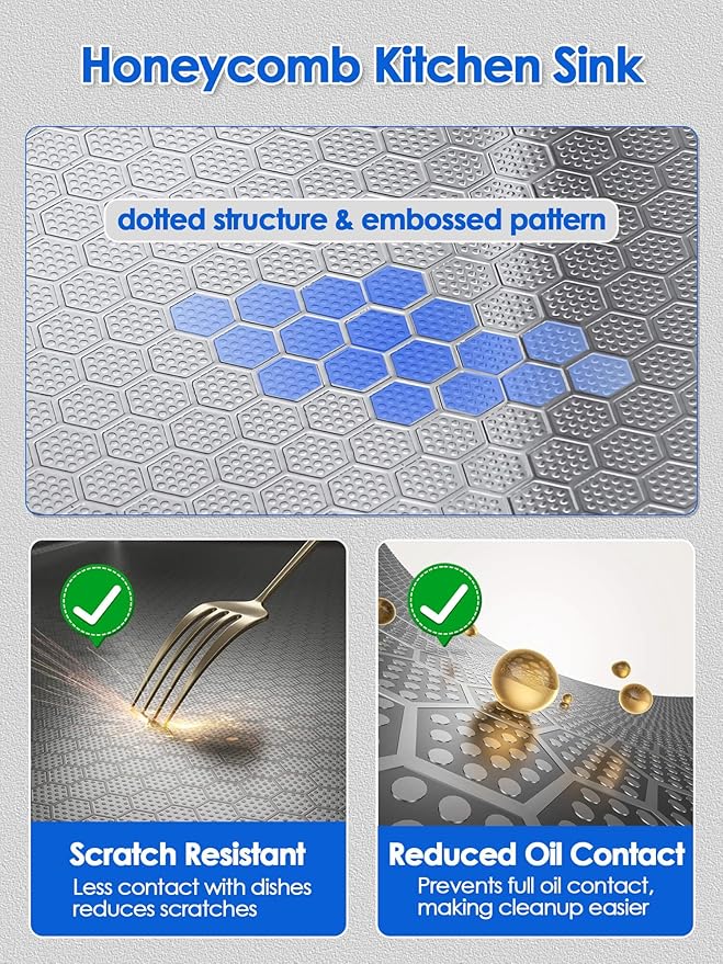 ROVOGO 15"x17"x8" Kitchen Bar Sink, 304 Stainless Steel, Drop-In Single Bowl with Anti-Scratch Honeycomb Surface, 1 Faucet Hole Top Mount Small Wet Bar Sink, Brushed Finish