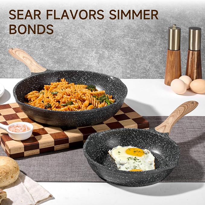 JEETEE Pots and Pans Set Non Stick 23pcs, Healthy Kitchen Cookware Sets, Induction Cooking Set W/Gray Frying Pans, Saucepans, Sauté & Griddle & Crepe Pan (PFOA, PFAS, PFOS Free)