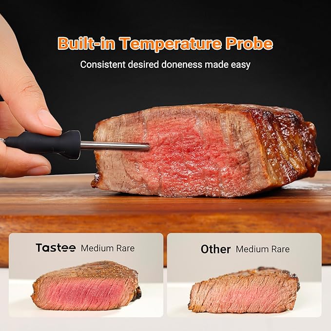 Tastee Air Fryer Lite, 8-in-1 Compact 5.5QT Oven with Single-Sensor Smart Probe, 450°F Digital Dehydrator, 24 One-Touch Presets, Dishwasher-Safe & Non-Stick Basket