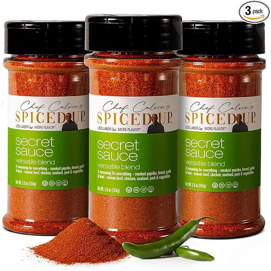 3 Pack Secret Sauce Seasoning | Made in the USA All Purpose Seasoning with Bold, Smoky & Spicy Blend | Dry Rub for Grilling Meat | Chicken, Beef & Pork Rub | Vegan, Non-GMO, Gluten-Free – 5.8 oz