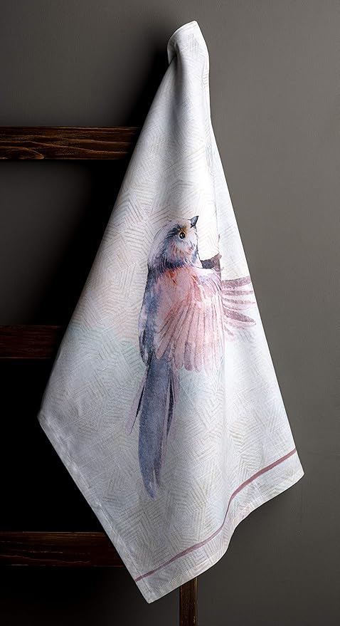 Maison d' Hermine Kitchen Towels Set of 3 100% Cotton 27.50" x 20" Reusable Cloth Tea Dish Towels Absorbent with Hanging Loop for Kitchen, Home, Dining, Cocktail Parties Spring/Summer (Flying Birds)