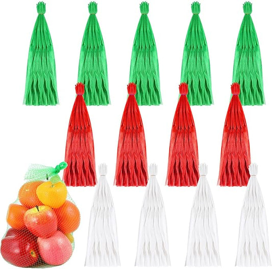 Windyun 1000 Pcs 20 Inch Reusable Mesh Nylon Netting Bulk, Fits Storage Egg Vegetable Seafood Fruits Bags Grocery Bags (Red, Green, White)
