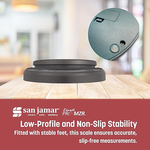 San Jamar Escali Digital Kitchen Scale, 11 lb Capacity, Tare Function, Precise Readout, Compact 8.5" x 6", Metallic Plastic (Model SCDG11M)