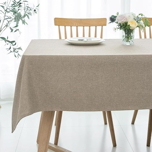 maxmill Square Tablecloth Linen Texture Stain Resistant Waterproof Wrinkle Resistant Washable Soft Table Cloth, Decorative Fabric Table Cover for Dining Room Dinner and Party, 52 x 52 Inch, Mocha