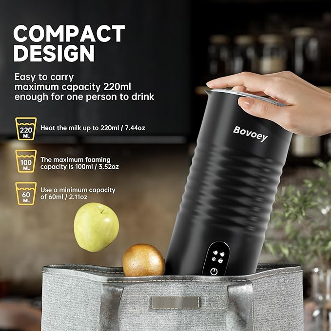 Electric Milk Frother Handheld Bundle,4 in 1 Automatic Milk Frother and Steamer Set,Cold Foam Maker Set for Hot Chocolate,Latte,Cappuccino and Macchiato (Black01)