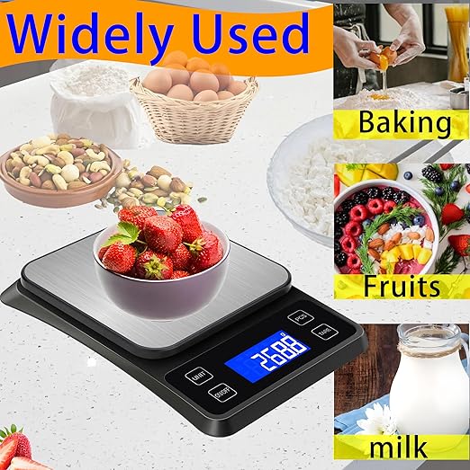 Rechargeable Digital Kitchen Scale, 11lb/0.1g High Precision Food Scale,7 Units Digital Grams and Ounces for Weight Loss, Baking, Cooking and Meal Prep with Backlit LCD and Tare Function