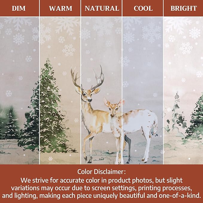 Maison d' Hermine Placemats Set of 4 100% Cotton Washable Cloth Place Mats, Reusable Table Mats for Thanksgiving Christmas Decorations Kitchen Dining Party Wedding (Deer in The Woods, 13" x 19")