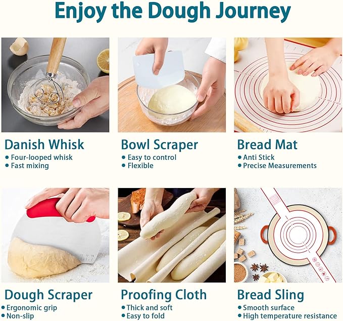 Aliggbent 28Pcs Sourdough Bread Baking Supplies, 10'' Round & 10'' Oval Banneton Bread Proofing Baskets with Liners, Starter Bread Making Tools Kit Proofing Bowls for Sourdough Rising and Baking