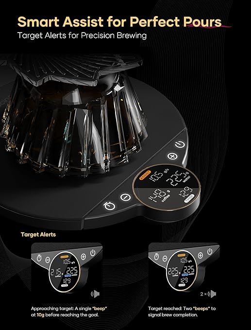Cocinare Balance Digital Coffee Scale, Precision Control with Three Modes - Brewing Assist, Weighing, Competition, Digital Kitchen Scale for Coffee and Small Goods, Up to 3000g (Obsidian Black)