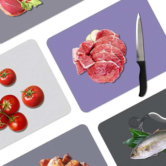 WK Small Flexible Plastic Cutting Boards for Kitchen Set of 5, Non Slip Cutting Mats for Meat, Mini Cutting Board Mats, BPA Free, Dishwasher Safe, 7.3x11.5"
