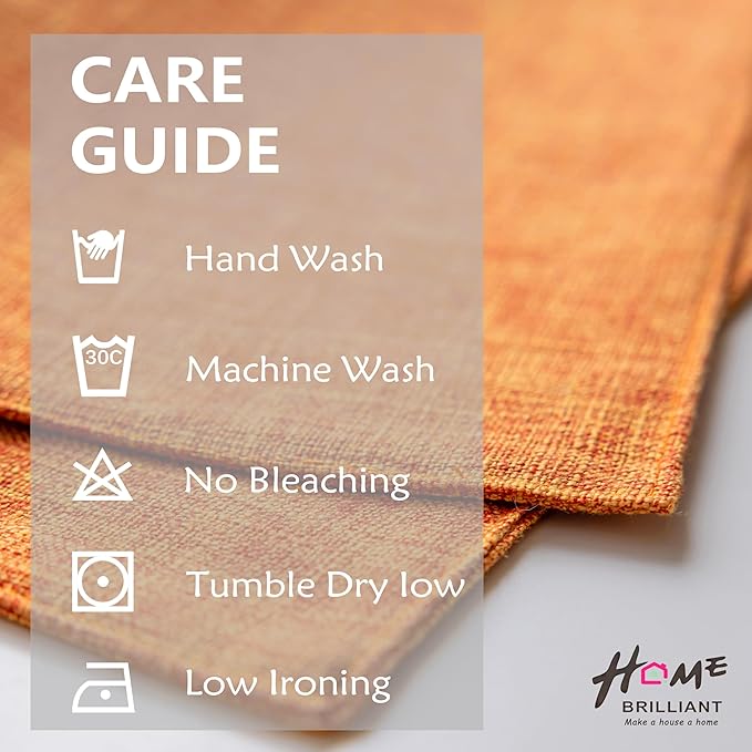 Home Brilliant Cloth Placemats Set of 8 Heat Resistant Dining Table Place Mats for Fall Kitchen Table Dinner Party Thanksgiving Decorations, 13 x 19 inches, Orange