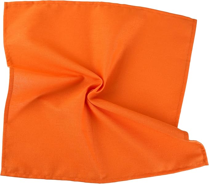 Solid Color Linen Blended Thin Dinner Fabric Napkins - Set of 12 (40 x 40 cm) - for Thanksgiving Halloween Use (Orange/Fall)