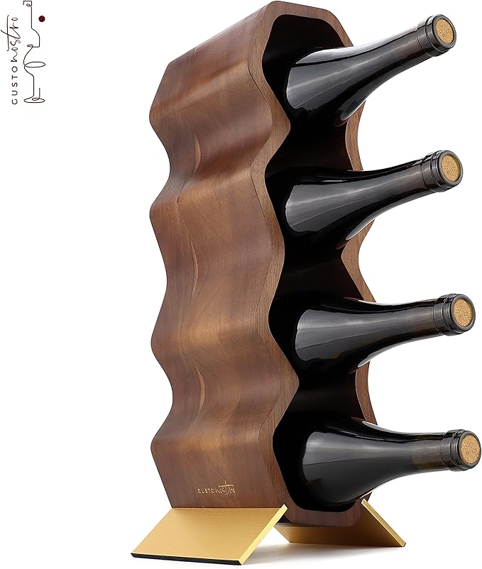 Gusto Nostro Wood Wine Rack, 7 Bottle, 2 Tier Wooden Countertop Free Standing Shelf - Bottle Holder Stand for Home Bar Tabletop, Cabinet Inserts, Kitchen, Wine Cellar Storage (Acacia)