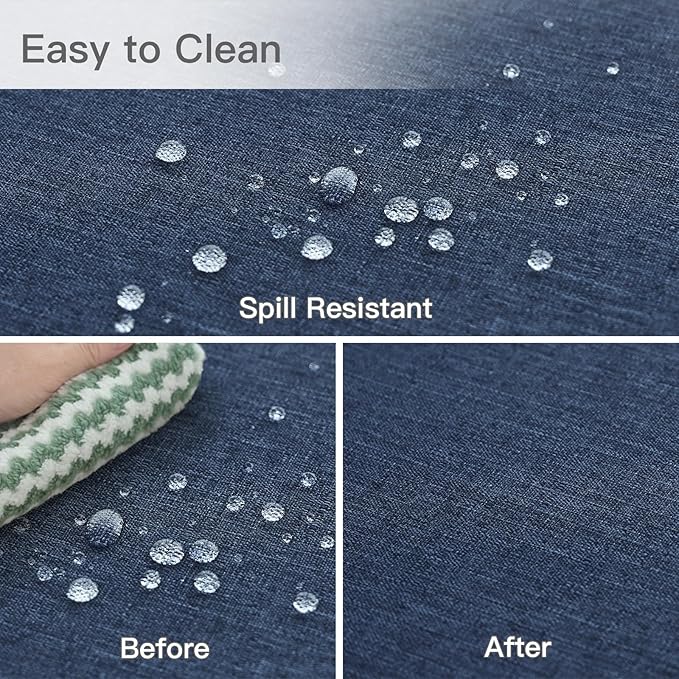 maxmill Square Linen Textured Tablecloth Waterproof Spillproof Wrinkle Free Slubby Textured Table Cloth for Dinner and Party Washable Wipeable Fabric Table Cover Decoration, 60 x 60 Inch, Navy Blue