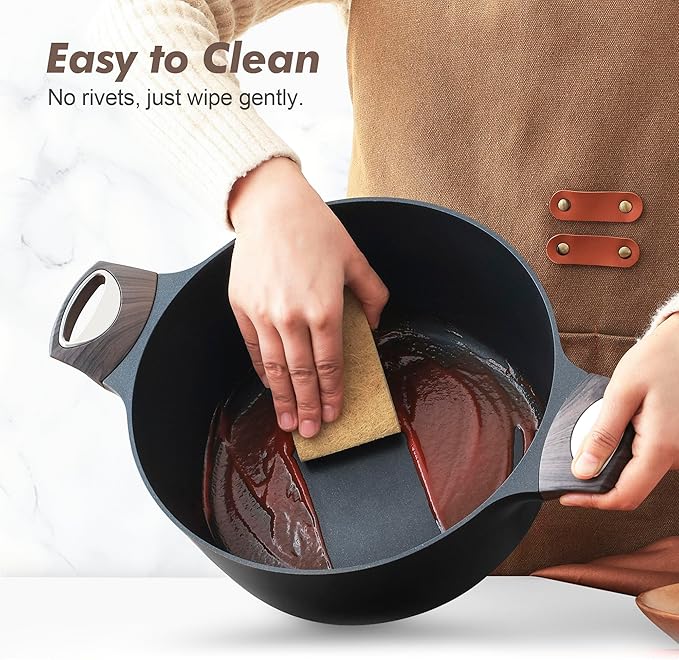 SENSARTE Non Stick Pots and Pans Set, Non toxic, Healthy Kitchen Induction Cooking Cookware Set with Frying Pans & Saucepan, PFOA PFOS APEO Free, Black, 14 pcs