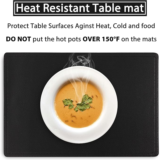 Faux Leather Placemats, PU Table Mats, Set of 4, Waterproof, Stain Resistant, Heat Resistant, Non-Slip Easy to Clean for Kitchen Dining Table,Conference Table