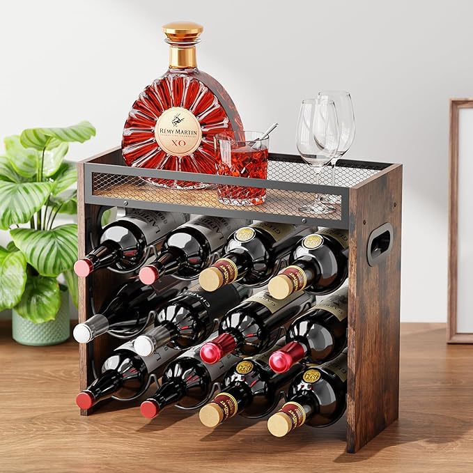 KLM 3-Tier Wine Rack, can Hold 12 Bottles.Suitable for Home Kitchens, Restaurants, Food Pantries, cabinets, and Bars.