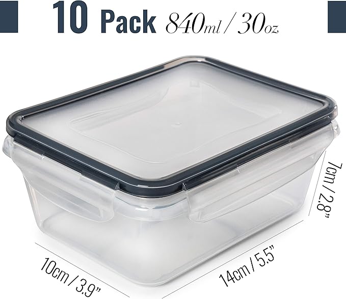 fullstar 20-Piece Plastic Food Storage Containers with Lids (10 Containers & 10 Lids) - Leakproof, BPA-Free, Meal Prep Containers, Reusable Lunch Storage Set for Kitchen Organization (Pack of 20)