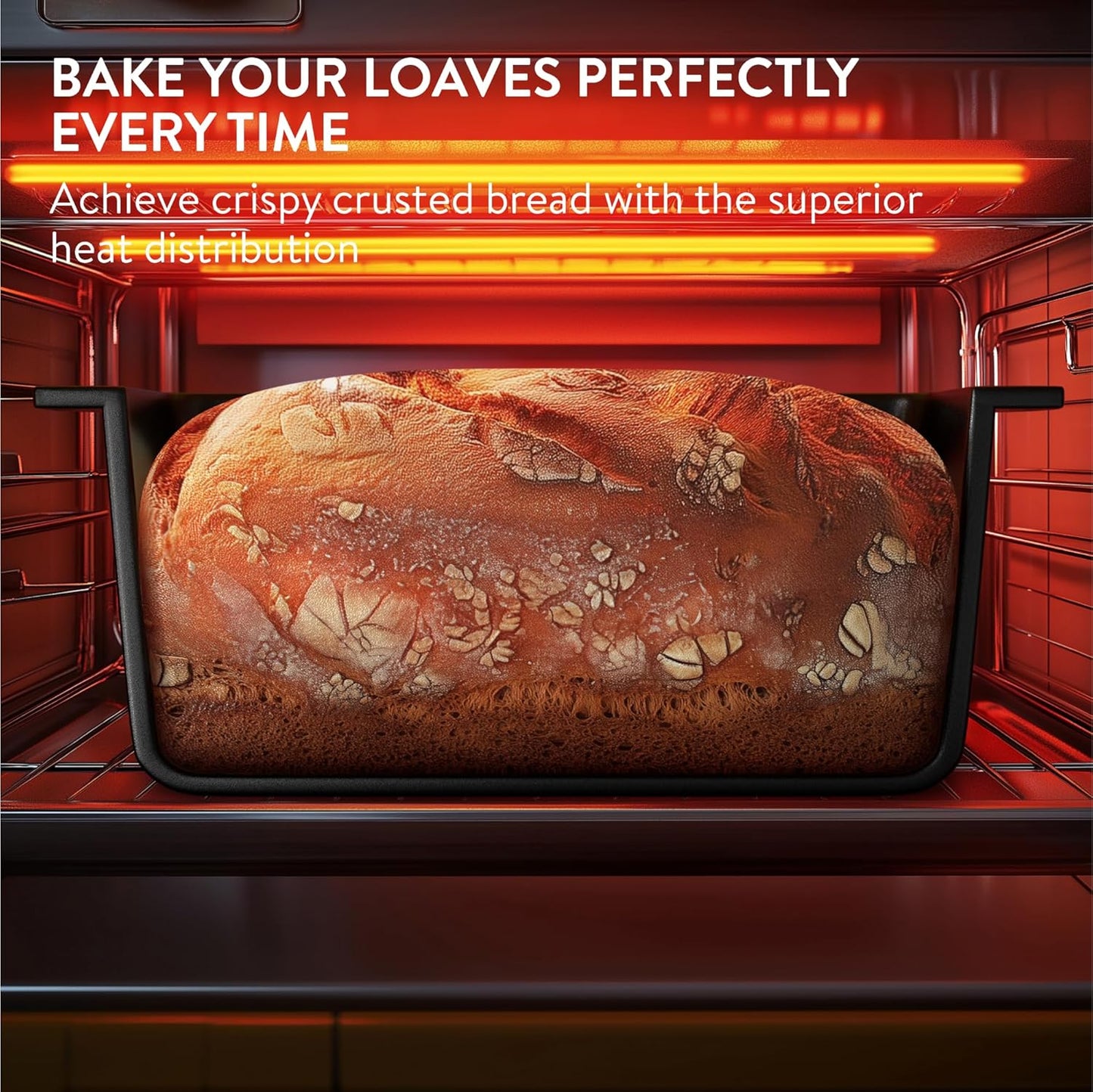 Navaris Cast Iron Bread Loaf Tin, 34cm, Black - Even Heat Distribution & Retention - Enameled Non-Stick Baking Pan - Cake and Bread Tins for Roasting, Oven Cooking & Grilling