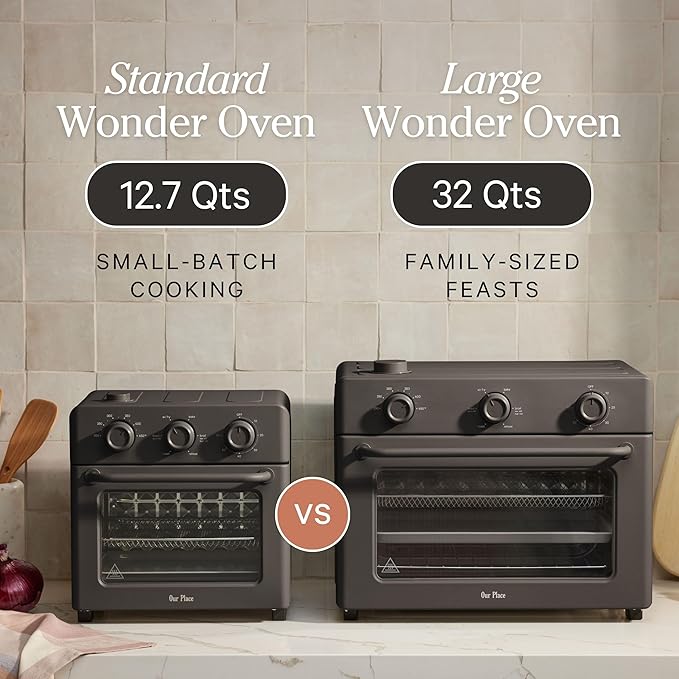 Our Place Large Wonder Oven | 6-In-1 Toxin-Free Air Fryer & Toaster with Steam Infusion | Family-Sized 32QT, 1700W Countertop Design | Includes Bake Tray, Fryer Basket, Large Racks | Char