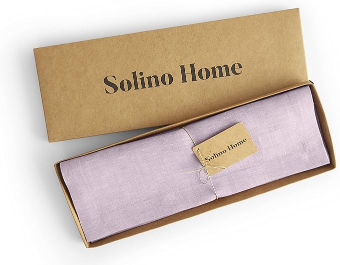 Solino Home Linen Placemats Set of 4-100% Pure Linen Chambray Lavender Cloth Placemats 14 x 19 Inch for Thanksgiving, Holiday - Athena