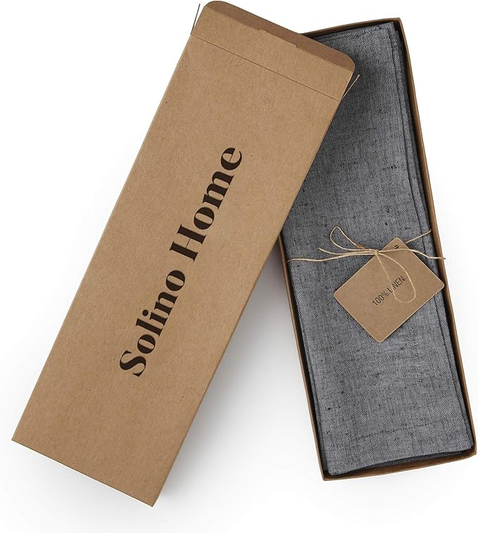 Solino Home Linen Placemats Set of 4 - Charcoal Grey Placemats 14 x 19 Inch - 100% Pure Linen Table Mats for Fall, Autumn, Winter, Thanksgiving - Athena