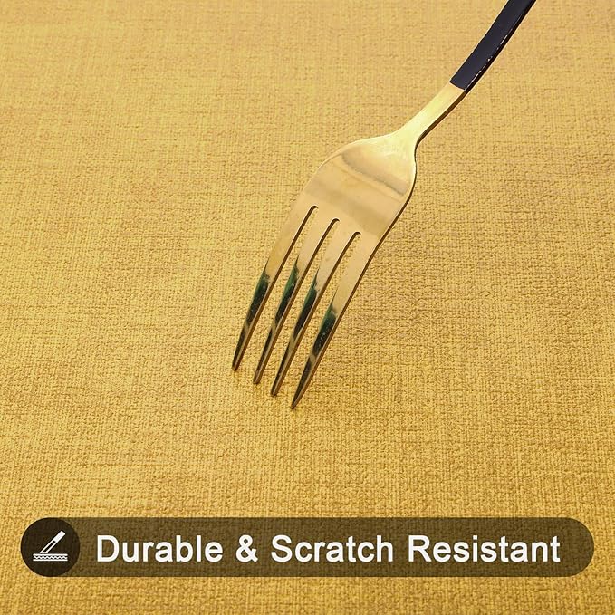 homing Faux Leather Heat Resistant Placemats 8 Packs, Waterproof Wipeable Dining PU Place Mats for Indoor & Outdoor, Easy to Clean, Yellow