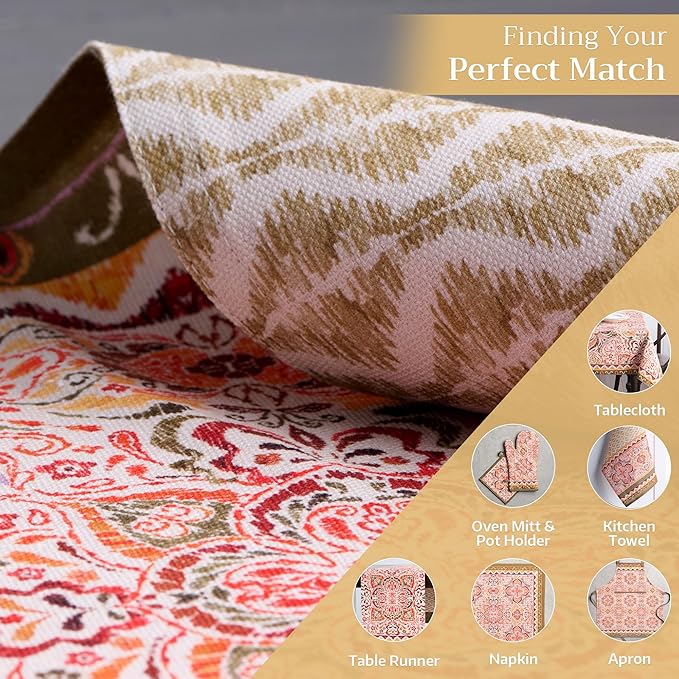 Maison d' Hermine Placemats Set of 4 100% Cotton Washable Cloth Place Mats, Reusable Table Mats for Thanksgiving Christmas Decorations Kitchen Dining Party Wedding Restaurant (Damask, 13" x 19")