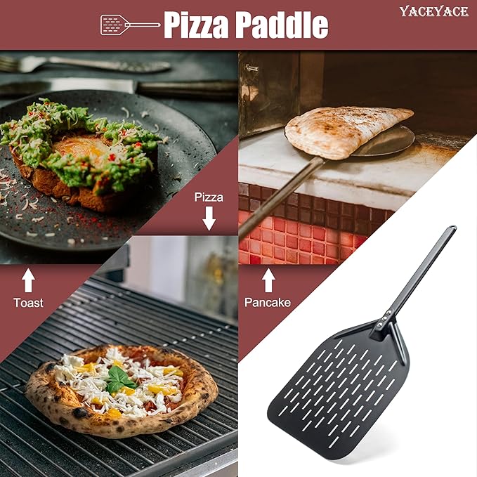 Pizza Paddle, 12-inch Black Metal Pizza Peel, Aluminum Turning Peel