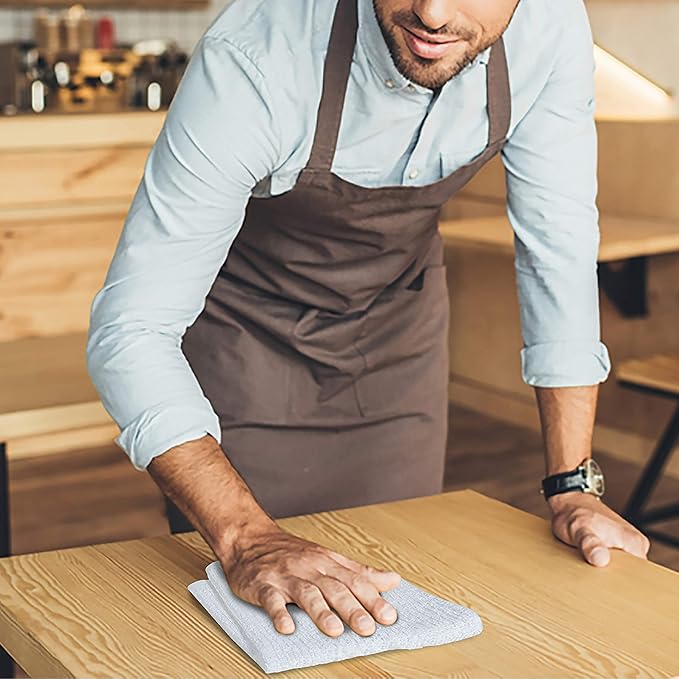 Softolle Bar Mop Towels, Pack of 12-16x19 Inches - 100% Cotton Super Absorbent Towels, Multi-Purpose for Home and Bar Cleaning (White)