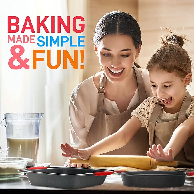 NutriChef Baking Set - 8 Piece Bakeware with Nonstick Carbon Steel for Easy Release and Cleanup, Durable and Versatile Design, Includes Cookie Sheet, Loaf Pan, Muffin Tin & More