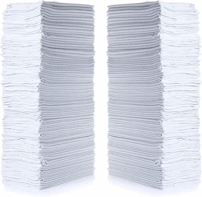 SIMPLI-MAGIC Cotton Shop Towels 14"x12" (145 Pack) – Reusable Cleaning Shop Rags for Automobiles, Industries, Garage and Homes (White)