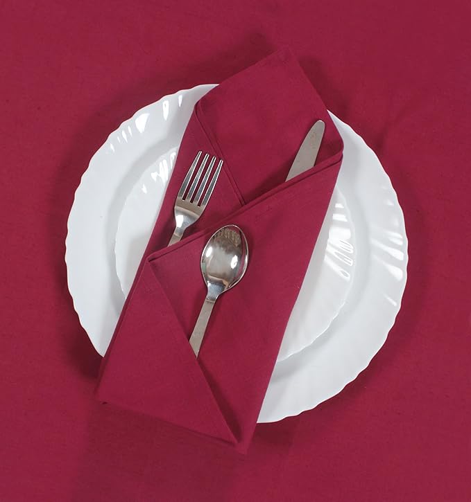 ANA Cloth Napkins Set of 6 (17.5x17.5) inch 100% Cotton Dinner Napkin Washable Hotel Quality Reusable Kitchen & Table Linen for Fall Thanksgiving Family Dinners Weddings & Everyday Use - Burgundy
