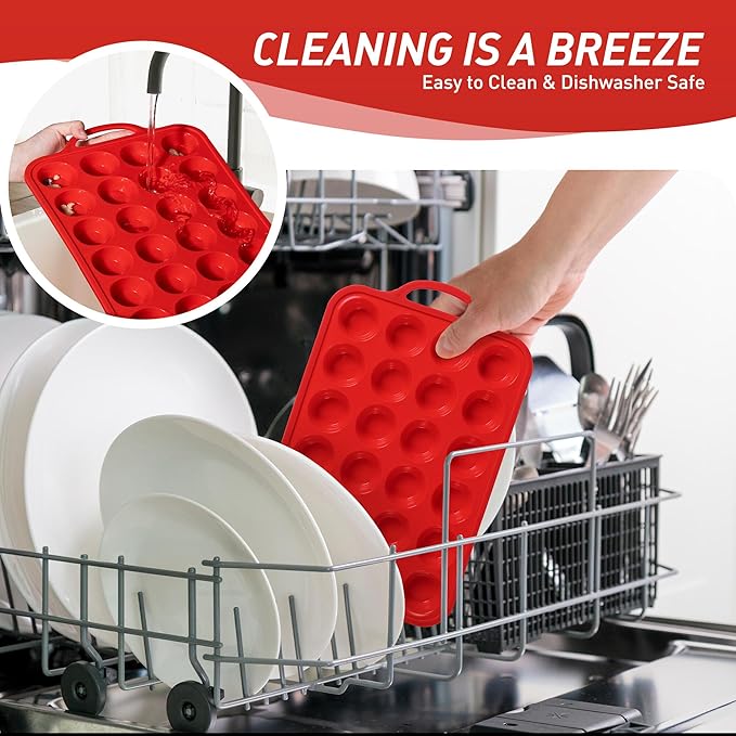 24 Cups Silicone Muffin Pan with Metal Reinforced Frame Mini Size Cupcake Pan Tray Egg Bites Silicone Circle Cookie Molds Muffin Tin Tart Pans Baking Sheet Set for Breakfast Sandwiches Round