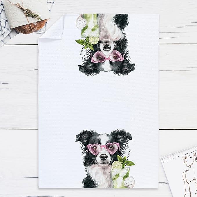 Cabana Bro Border Collie Gifts Kitchen Towels, Border Collie Gifts for Women Men Decorative Hand Towels for Bathroom, Funny Shepherd Dog Cocktail Drinking Dish Tea Towels for Kitchen, 16x24 Inch